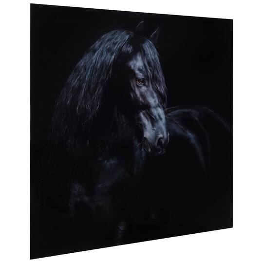 Empire Art Direct 38" x 38" Black Equine Attraction Frameless Printed Tempered Glass Wall Art